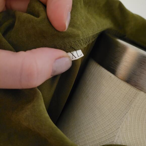 Olive Sleeveless Trench Dress XL Double Breasted V-Neck Long Layering Pockets - Picture 8 of 8